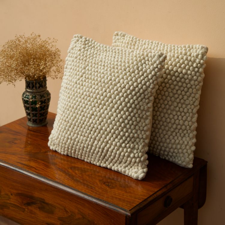 Blooming buds cushion white colour